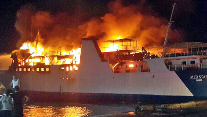 Med Star, Tripoli limanında yandı
