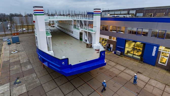 RoPax passenger ferry hull launched at Niron Staal Amsterdam