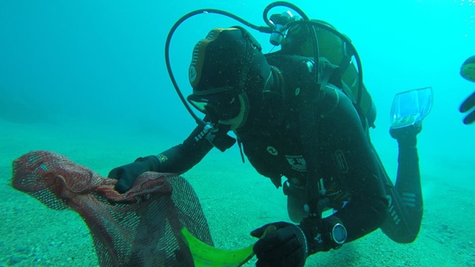 Bodrum'da deniz dibi temizliği gerçekleştirildi