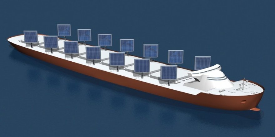 Güneş enerjisi yelkenleriyle çalışan gemi