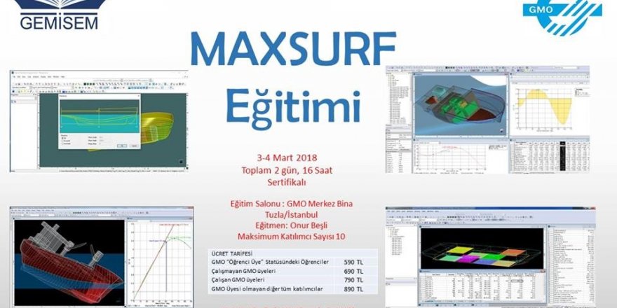 GEMİSEM, "MAXSURF Eğitimi" düzenleniyor