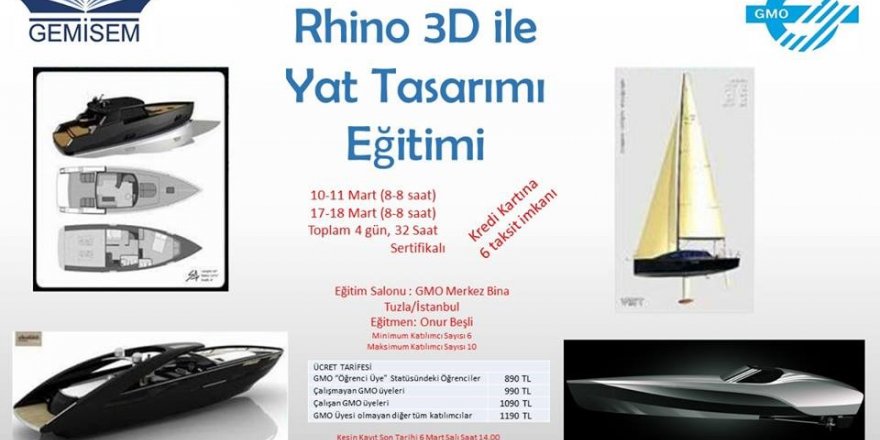 GEMİSEM, "Rhino 3D ile Yat Tasarımı Eğitimi''