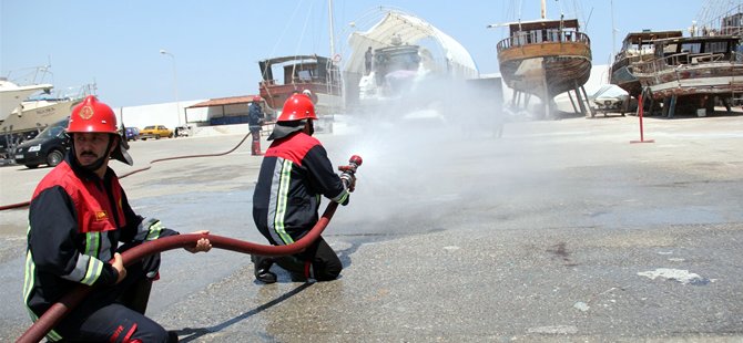 Kemer Türkiz Marina'da yangın tatbikatı