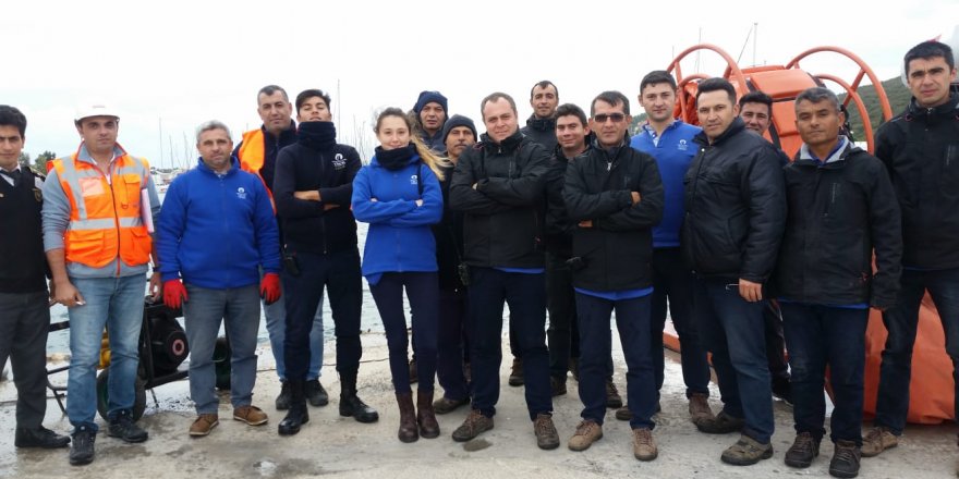 Teos Marina'da yangın ve kirlilik tatbikatları