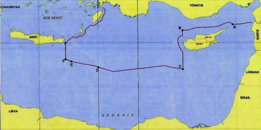 Türkiye'nin Doğu Akdeniz'deki kıta sahanlığı haritası