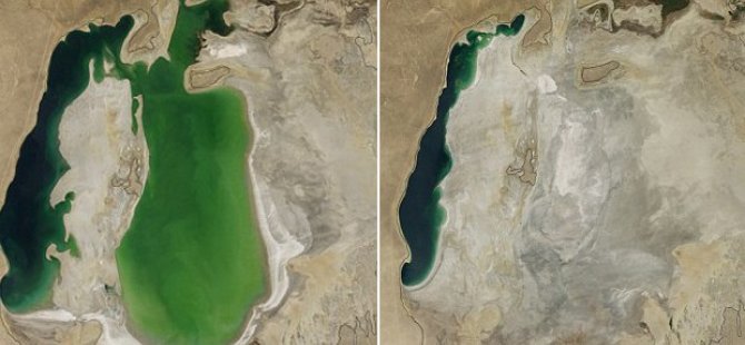 Aral Gölü ilk kez tamamen kurudu