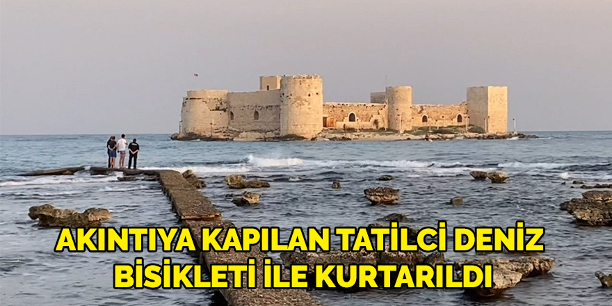 Akıntıya kapılan tatilci deniz bisikleti ile kurtarıldı