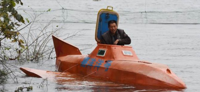 Çinli çiftçi kendi denizaltısını yaptı