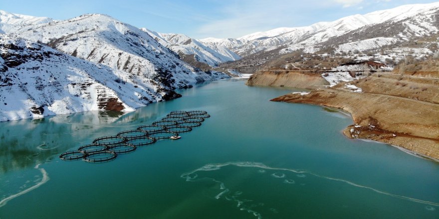 Erzincan'daki Göyne Sulama Barajı Buzla Kaplandı