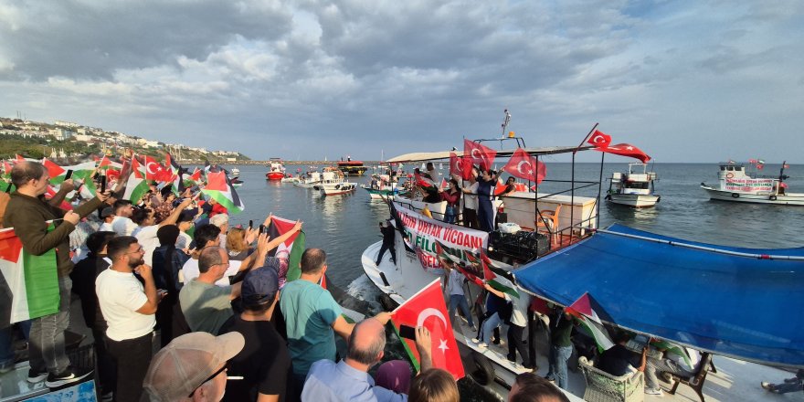 Sumud Filosuna Destek: Balıkçı Tekneleri Türk ve Filistin Bayraklarıyla Denize Açıldı