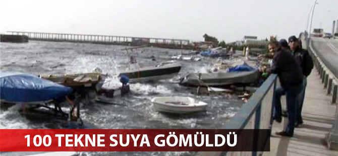İzmit'te fırtına nedeniyle 100 tekne suya gömüldü