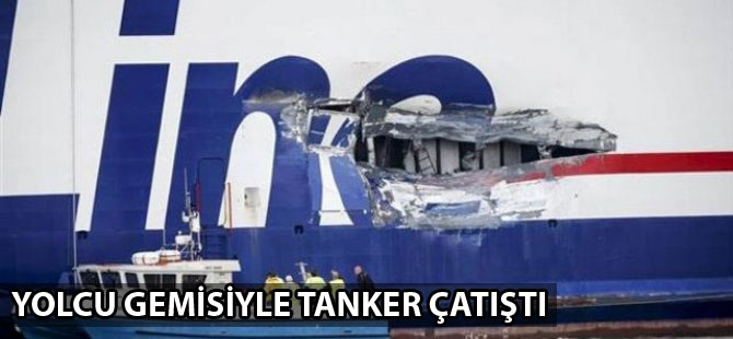 Danimarka'da yolcu gemisi yakıt yüklü tanker ile çatıştı