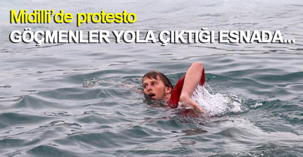 Göçmenler yola çıktığı esnada aktivistlerden protesto