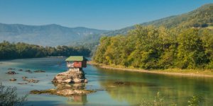 Irmağın ortasında tek başına!