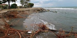 Karadeniz'in hırçın dalgaları kumsalı yuttu