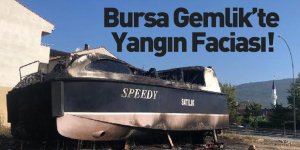 Bursa'da Karaya Çekilen Yat Alev Aldı