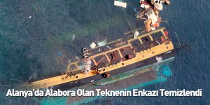 Alanya'da Alabora Olan Teknenin Enkazı Temizlendi