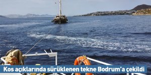 Kos açıklarında sürüklenen tekne Bodrum’a çekildi