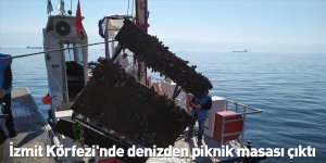 İzmit Körfezi'nde denizden piknik masası çıktı