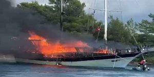 Göcek'te Tekne Yangını