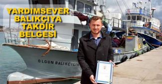Yunan botunu kurtaran balıkçıya takdir belgesi
